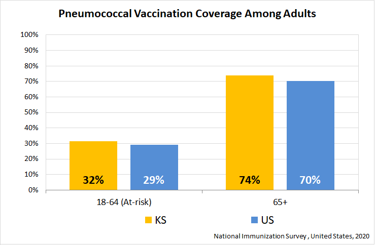 Estimated pneumococcal vaccination among adults graph